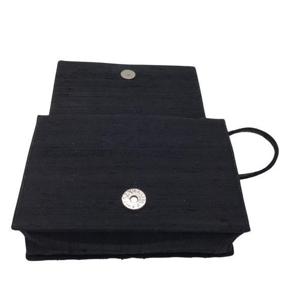 BOTTEGA VENETA VINTAGE BLACK SHELL DETAIL SILK HANDBAG - Picture 6 of 12